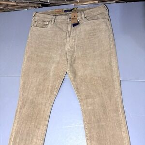Polo Ralph Lauren Pants 38 32 Varick Slim Straight Light Brown Corduroy Khaki